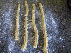 Strips of dough