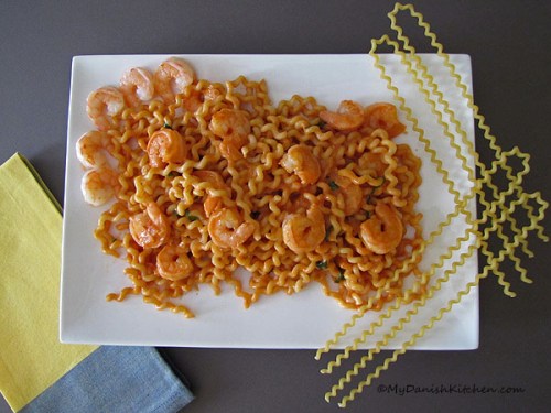 Fusilli Col Buco And Shrimp In Tomato Cream Sauce