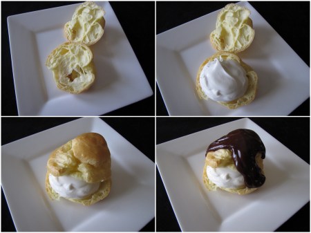 Vandbakkelse with Chantilly Cream and Chocolate Sauce