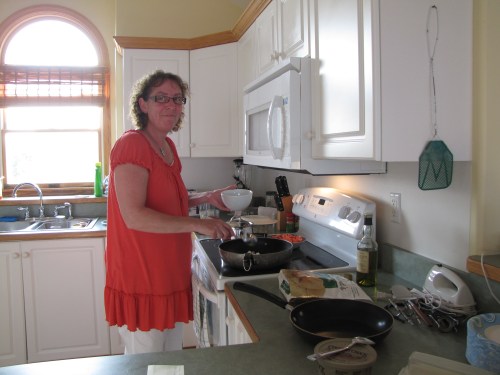 My sister Jonna making Svensk Pølseret