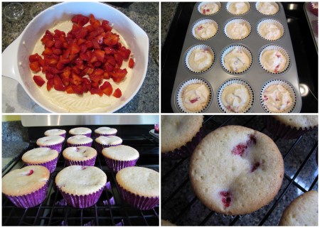 Making strawberry cupcakes