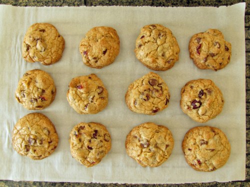 Freshly baked Cranberry-Walnut Chocolate Chip Cookies